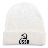 Wintermütze weiß "USSR" 