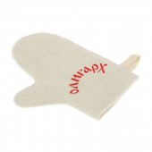 Handschuh für Sauna aus Filz mit Stickerei "Oligarh", weiß