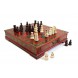 Schachspiel Set Holzbox ca. 44x44x9 cm mit 32 Chinesische Spielfiguren, rot